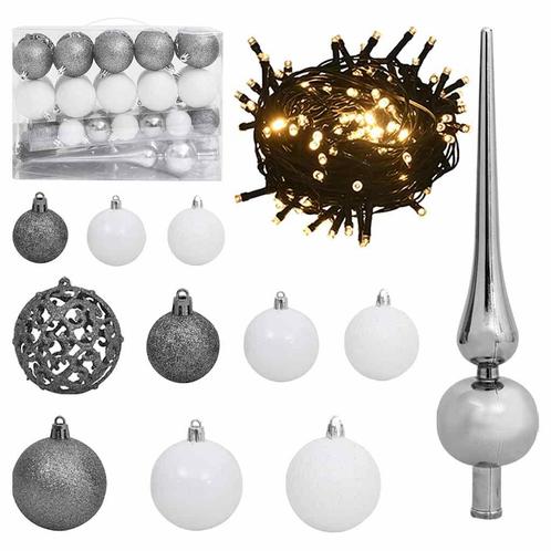 vidaXL 61-delige Kerstballenset met piek en 150 LEDs wit en, Diversen, Kerst, Nieuw, Verzenden