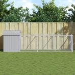 vidaXL Hondenhok met dak 117x405x123 cm staal lichtgrijs, Dieren en Toebehoren, Hondenhokken, Verzenden, Nieuw