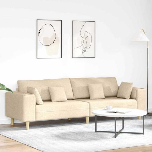 vidaXL Stoffen Sofa met kussen Crème 208 cm Stof, Huis en Inrichting, Zetels | Zetels, Nieuw, Verzenden