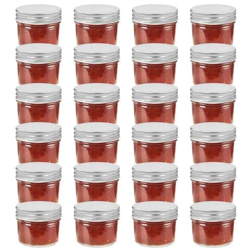 vidaXL Jampotten met zilverkleurige deksels 24 st 110 ml, Huis en Inrichting, Keuken | Potten en Pannen, Nieuw, Verzenden