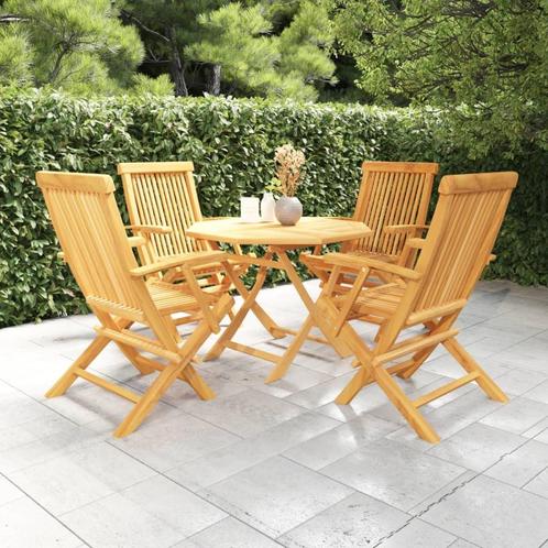 vidaXL Salon de jardin 5 pcs Bois de teck massif, Tuin en Terras, Tuinsets en Loungesets, Verzenden