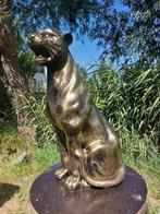 Beeld, 80 cm high garden statue panther in bronze color - 80, Antiek en Kunst