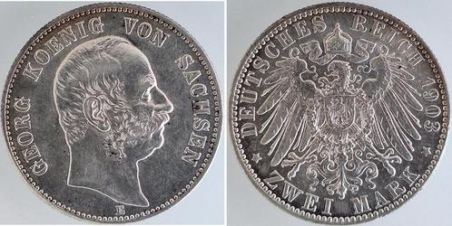 1903 Duitsland 2 Mark Georg 1904 E Sachsen J 129 vz/stgl,..., Postzegels en Munten, Munten | Europa | Niet-Euromunten, België