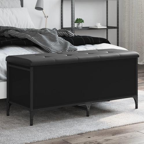 vidaXL Opbergbankje 102x42x45 cm bewerkt hout zwart, Huis en Inrichting, Overige Huis en Inrichting, Nieuw, Verzenden