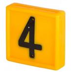 Nummerblok, 1-cijferig, geel om in te schuiven (cijfer 4) -
