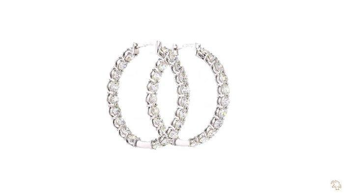 Hoepel oorbellen Platina - 5.28ct. tw. Diamant (Natuurlijk), Handtassen en Accessoires, Antieke sieraden