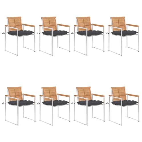 vidaXL Tuinstoelen 8 st met kussens massief teakhout, Tuin en Terras, Tuinstoelen, Nieuw, Verzenden