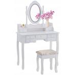 Kaptafel - met spiegel, licht en kruk - 90x40x146 cm - wit, Ophalen of Verzenden, Nieuw