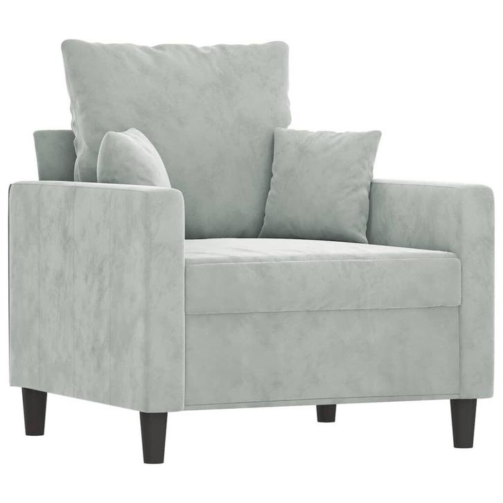 Fauteuil Fluweel Lichtgrijs - Tweede Kansje - 60cm Zitbre..., Huis en Inrichting, Fauteuils, 50 tot 75 cm, 75 tot 100 cm, Nieuw