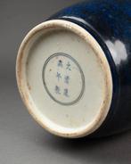 Paire de VASES Rouleau Bleu Poudré et Carpes Rouge de Fer