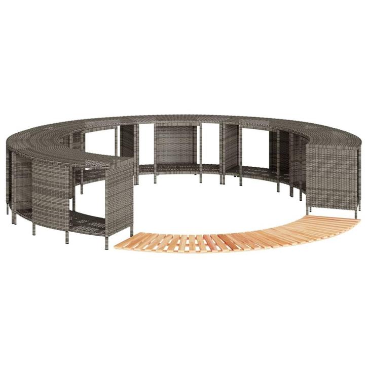 vidaXL Hottub-ombouw poly rattan massief acaciahout grijs, Jardin & Terrasse, Piscines, Envoi