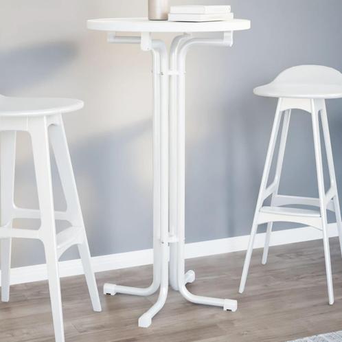 vidaXL Eettafel Ø 60x110 cm bewerkt hout en staal wit, Huis en Inrichting, Tafels | Eettafels, Nieuw, Verzenden