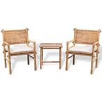 vidaXL Mobilier de bistro 3 pcs avec coussins Bambou, Jardin & Terrasse, Verzenden, Neuf