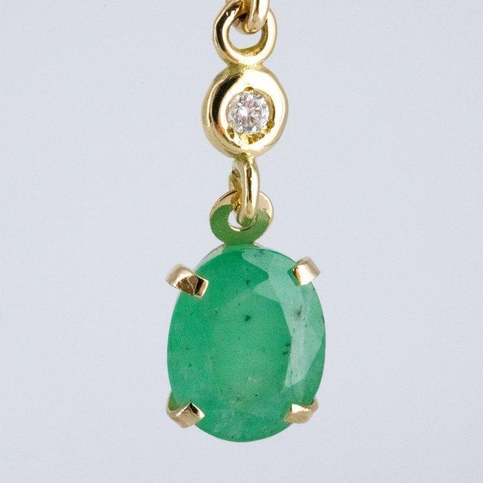 Oorbellen - 18 karaat Geel goud Smaragd - Diamant, Handtassen en Accessoires, Oorbellen