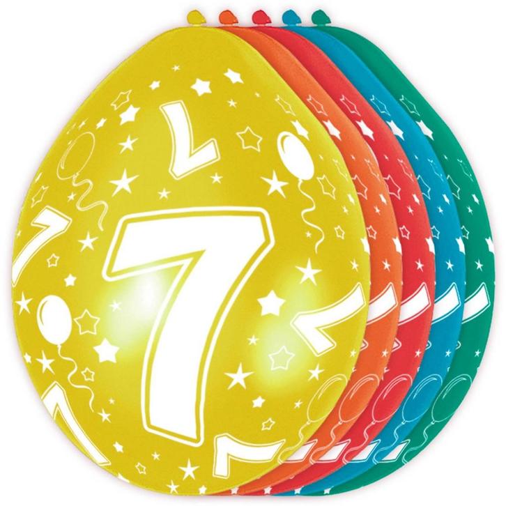 Ballonnen 7 Jaar Versiering 30cm 5st, Hobby en Vrije tijd, Feestartikelen, Nieuw, Verzenden
