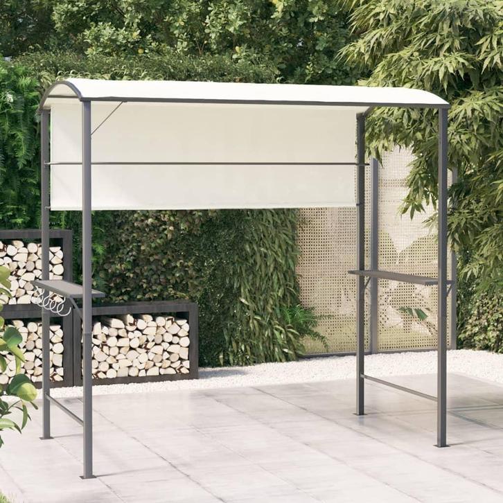 vidaXL Prieel met dak 220x110x200 cm crèmekleurig, Tuin en Terras, Partytenten, Nieuw, Verzenden