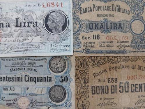 Italie. - 5 banknotes from 19th century Italian State Banks, Postzegels en Munten, Munten | Nederland