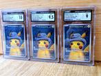 Pokémon - 3 Graded card - Pikachu with Grey Felt Hat PROMO -, Hobby en Vrije tijd, Nieuw
