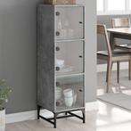 vidaXL Buffet avec portes en verre gris béton 35x37x120, Verzenden, Neuf