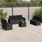 vidaXL 8-delige Loungeset met kussens poly rattan zwart, Tuin en Terras, Verzenden, Nieuw