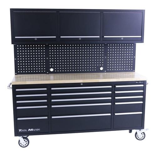 TM 182 cm Werkbank met Kastenwand en Houten Blad Zwart, Auto diversen, Autogereedschap, Verzenden