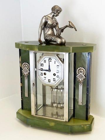 Pendule à balancier - F. Marti -  Art déco Marbre en onyx