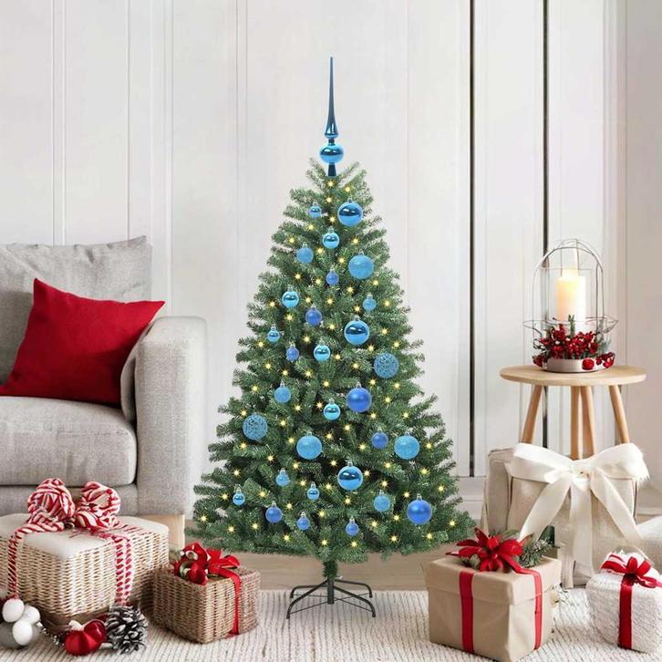 vidaXL Kunstmatige Hinged Kerstboom Groen 120 cm PVC en, Diversen, Kerst, Nieuw, Verzenden