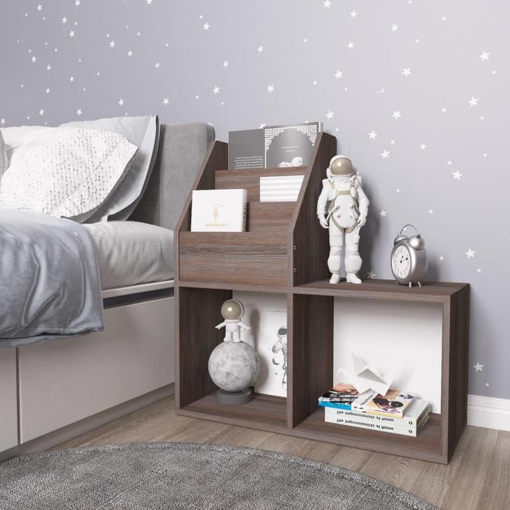 vidaXL Kindertijdschriftenrek 71x30x78,5 cm hout grijs en, Maison & Meubles, Accessoires pour la Maison | Porte-journaux & Porte-revues