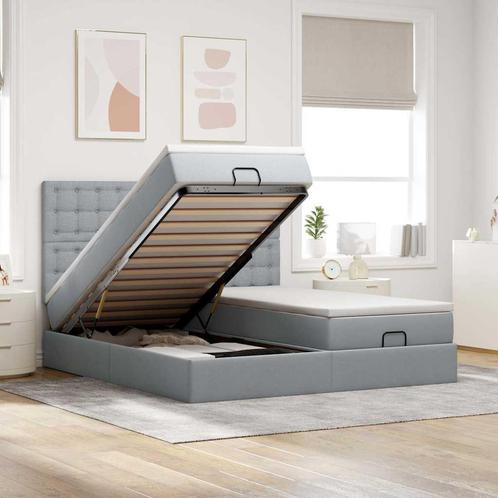 vidaXL Ottoman bed met matrassen 160x200cm stof lichtgrijs, Huis en Inrichting, Slaapkamer | Bedden, Nieuw, Verzenden