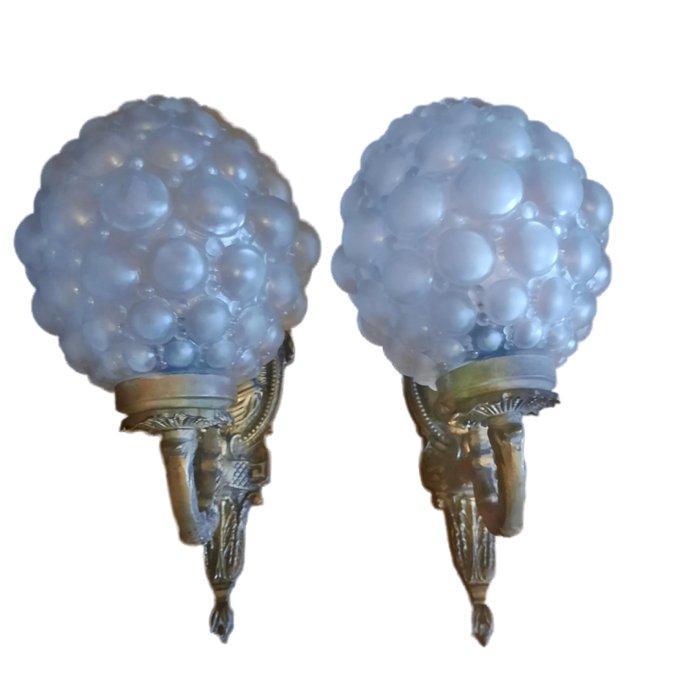 Plafondlamp (2) - Gegoten messing - Paar vintage wandlampen, Antiek en Kunst, Curiosa en Brocante