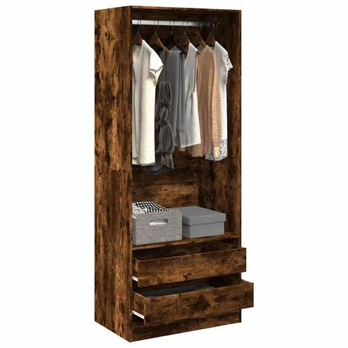 vidaXL Kledingkast 80x50x200 cm bewerkt hout gerookt, Huis en Inrichting, Kasten | Kleerkasten, Nieuw, Verzenden
