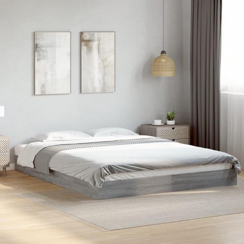 vidaXL Cadre de lit sans matelas sonoma gris 160x200cm, Maison & Meubles, Chambre à coucher | Lits, Neuf, Envoi