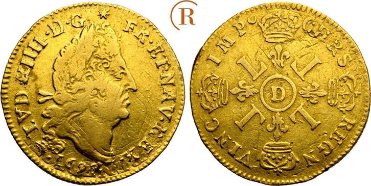Louis dor Lyon goud 1695 D Frankreich: Ludwig Xiv, 1643..., Postzegels en Munten, Munten | Europa | Niet-Euromunten, België, Verzenden