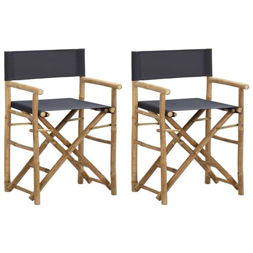 vidaXL Regisseursstoelen 2 st inklapbaar donkergrijs bamboe, Tuin en Terras, Tuinstoelen, Nieuw, Verzenden