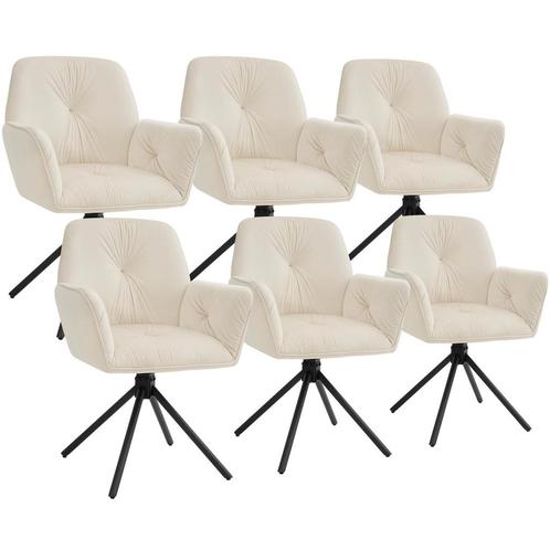 tectake Draaibare fauteuil Lenia, gestoffeerd - Fluweel crèm, Huis en Inrichting, Stoelen, Verzenden