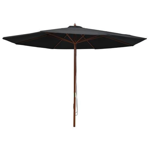 vidaXL Parasol met houten paal 350 cm zwart, Tuin en Terras, Parasols, Nieuw, Verzenden