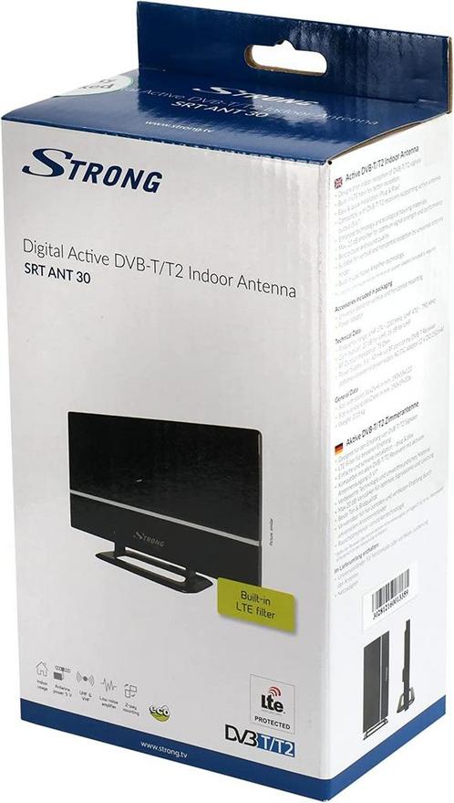 Strong SRT 30 DVB-T2 binnen antenne met voeding en kabel, TV, Hi-fi & Vidéo, Antennes paroboliques, Enlèvement ou Envoi