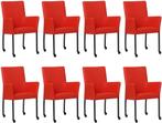 Set van 8 Felrode leren moderne eetkamerstoelen - Toledo, Overige kleuren, Nieuw, Leer, Ophalen of Verzenden