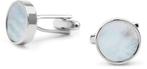Manchetknoop Cirkel Blauw Zilver maat  Heren, Verzenden, Nieuw