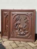 Zwarte Woud - Panneau (2) - Chêne - Panneau antique chiens, Antiek en Kunst