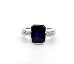 Ring Platina - 3.00ct. tw. Saffier - Diamant, Handtassen en Accessoires, Ringen, Nieuw