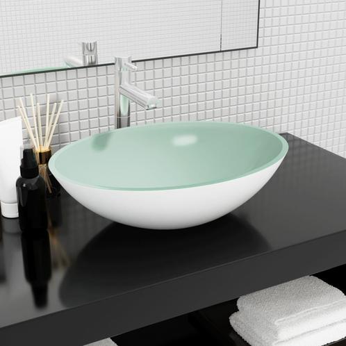 vidaXL Wasbak 50x37x14 cm glas wit, Doe-het-zelf en Bouw, Sanitair, Nieuw, Verzenden