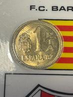 Espagne. Moneda 1 PTA España 1982 + Tarjeta F.C. Barcelona |, Verzamelen, Nieuw