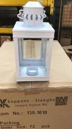 Lantaarn met deur Wit mat tophoogte 20 cm 10x10xH15,5 cm, Huis en Inrichting, Nieuw