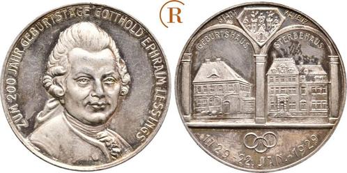 Zilver medaille 200 Geburtstag von Lessing 1929 Kamenz St..., Postzegels en Munten, Penningen en Medailles, Verzenden