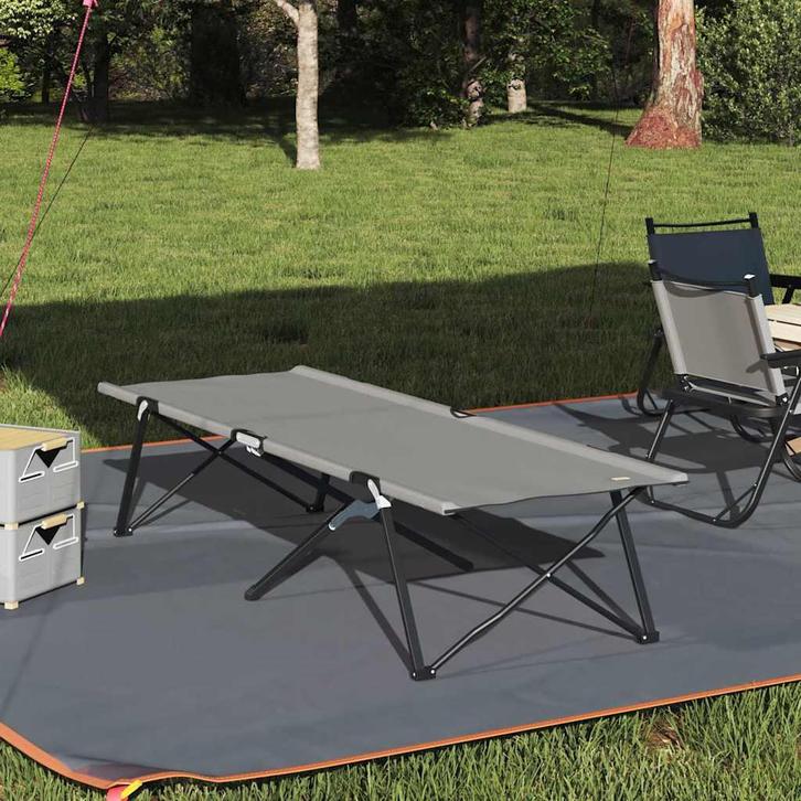 vidaXL Opvouwbaar Campingbed Grijs 206 x 76 x 74 cm Oxford, Caravans en Kamperen, Kampeeraccessoires, Nieuw, Verzenden