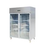 RVS koelkast met glazen deuren GN2/1 1400-1333 Liter -2° tot, Koelen en Vriezen, Verzenden, Nieuw in verpakking