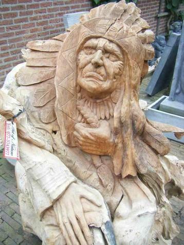 indiaan beeld, teak hout indianen tuinbeelden, sculptuur,