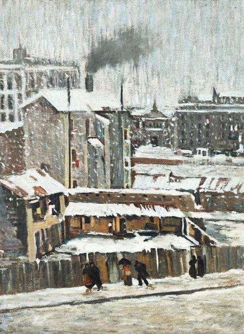 European school (XX), After Monet - Ciudad industrial bajo, Antiek en Kunst, Kunst | Schilderijen | Klassiek
