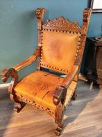 Fauteuil - Beuken, Walnoot - Monumentale kasteelstoel, Antiek en Kunst